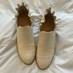 White ruffle booties